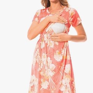 Bearsland nursing dress (orange with yellow flowers)